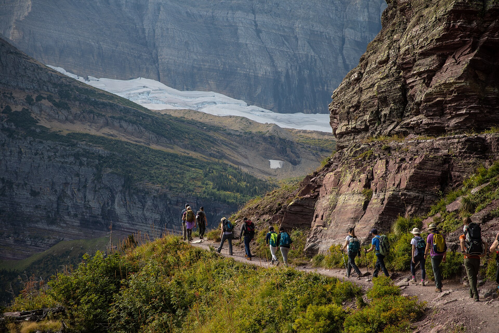 group of hikers trail